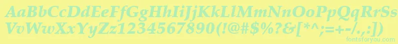 PalatinoLtBlackItalic Font – Green Fonts on Yellow Background