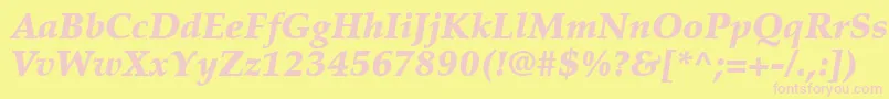 PalatinoLtBlackItalic Font – Pink Fonts on Yellow Background