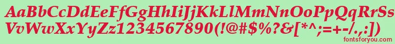 PalatinoLtBlackItalic Font – Red Fonts on Green Background