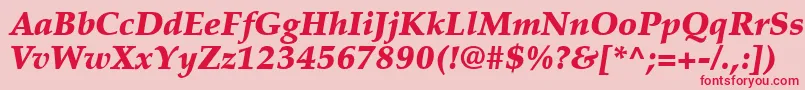 Fonte PalatinoLtBlackItalic – fontes vermelhas em um fundo rosa