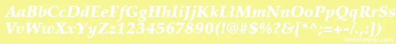 Czcionka PalatinoLtBlackItalic – białe czcionki na żółtym tle