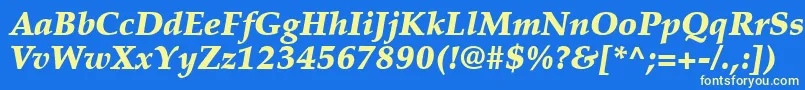 PalatinoLtBlackItalic Font – Yellow Fonts on Blue Background