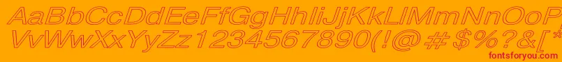 PragmaticaHwItalic-Schriftart – Rote Schriften auf orangefarbenem Hintergrund
