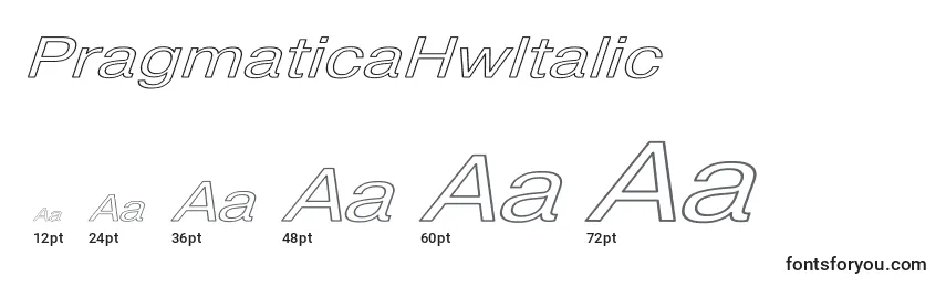 PragmaticaHwItalic Font Sizes