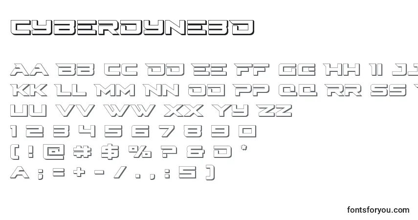 Schriftart Cyberdyne3D – Alphabet, Zahlen, spezielle Symbole