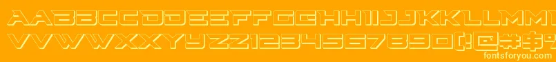 Cyberdyne3D-Schriftart – Gelbe Schriften auf orangefarbenem Hintergrund