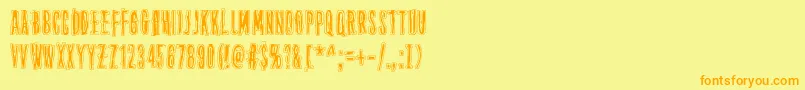 ThirteenthFloor-Schriftart – Orangefarbene Schriften auf gelbem Hintergrund