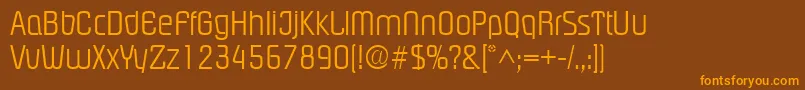 PloverlightRegular-Schriftart – Orangefarbene Schriften auf braunem Hintergrund