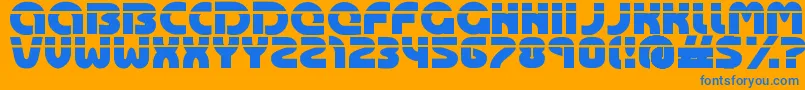 Oasis ffy-Schriftart – Blaue Schriften auf orangefarbenem Hintergrund
