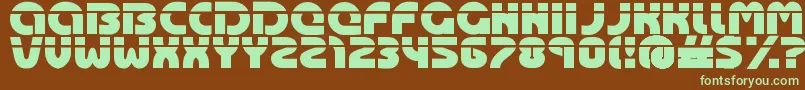 フォントOasis ffy – 緑色の文字が茶色の背景にあります。