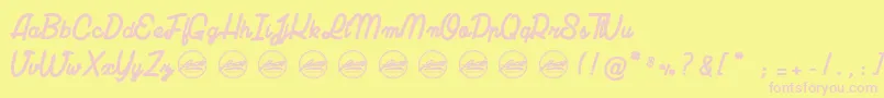 LuciaPersonalUseOnly-fontti – vaaleanpunaiset fontit keltaisella taustalla