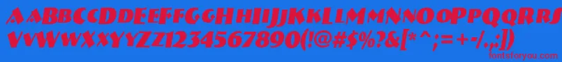 Breme18 Font – Red Fonts on Blue Background