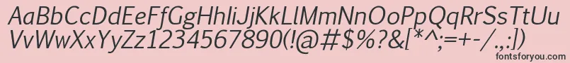 Fonte PigiarniqItalic – fontes pretas em um fundo rosa