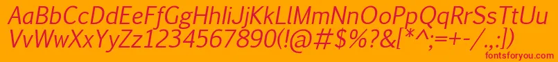 フォントPigiarniqItalic – オレンジの背景に赤い文字