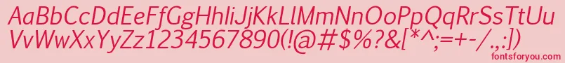 フォントPigiarniqItalic – ピンクの背景に赤い文字