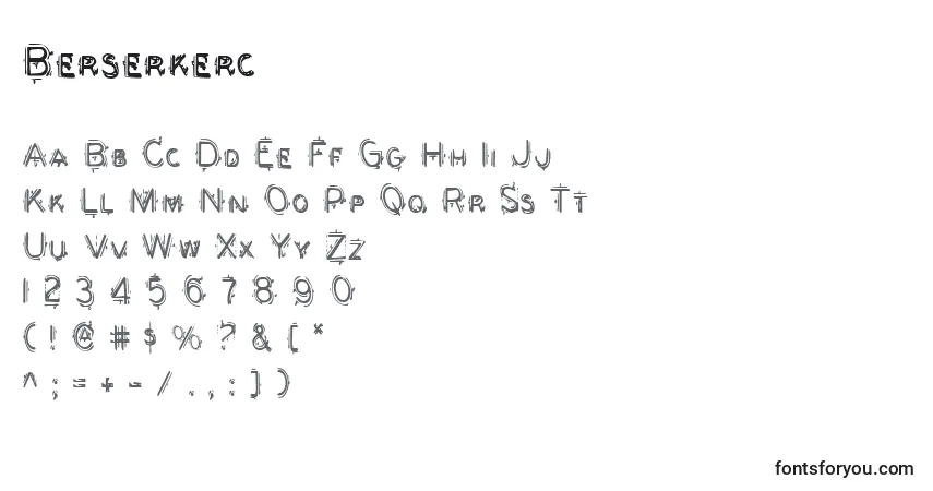 Шрифт Berserkerc – алфавит, цифры, специальные символы