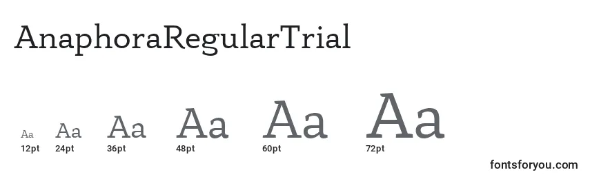 Größen der Schriftart AnaphoraRegularTrial