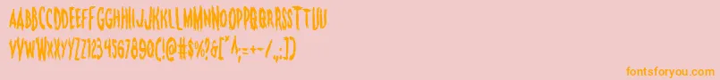 Monsteramacond-Schriftart – Orangefarbene Schriften auf rosa Hintergrund