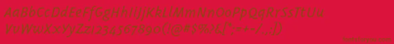 Triplexitaliclight-Schriftart – Braune Schriften auf rotem Hintergrund