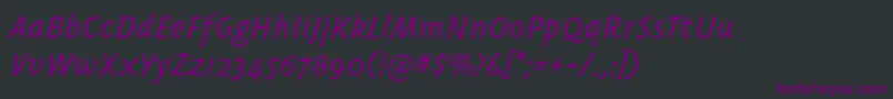 フォントTriplexitaliclight – 黒い背景に紫のフォント