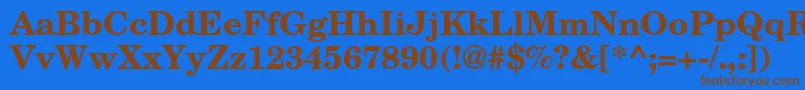 フォントTexgyrescholaBold – 茶色の文字が青い背景にあります。