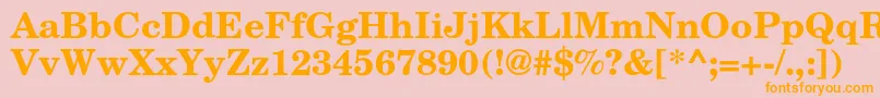 TexgyrescholaBold-Schriftart – Orangefarbene Schriften auf rosa Hintergrund