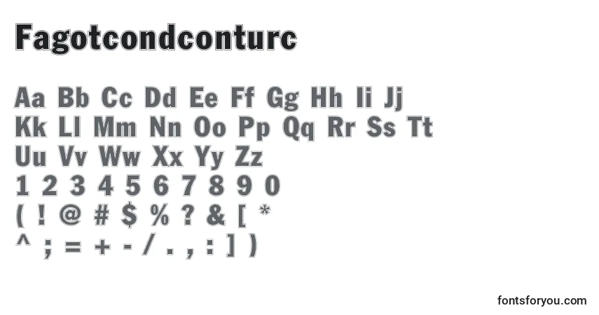 Czcionka Fagotcondconturc – alfabet, cyfry, specjalne znaki