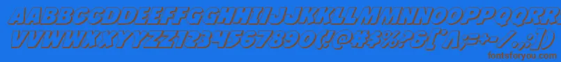 Jcandlestick3D-Schriftart – Braune Schriften auf blauem Hintergrund