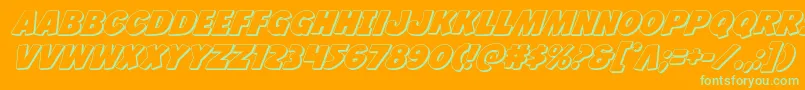 Jcandlestick3D-Schriftart – Grüne Schriften auf orangefarbenem Hintergrund