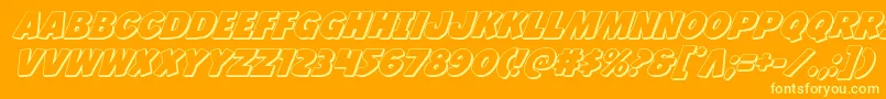 Jcandlestick3D-Schriftart – Gelbe Schriften auf orangefarbenem Hintergrund