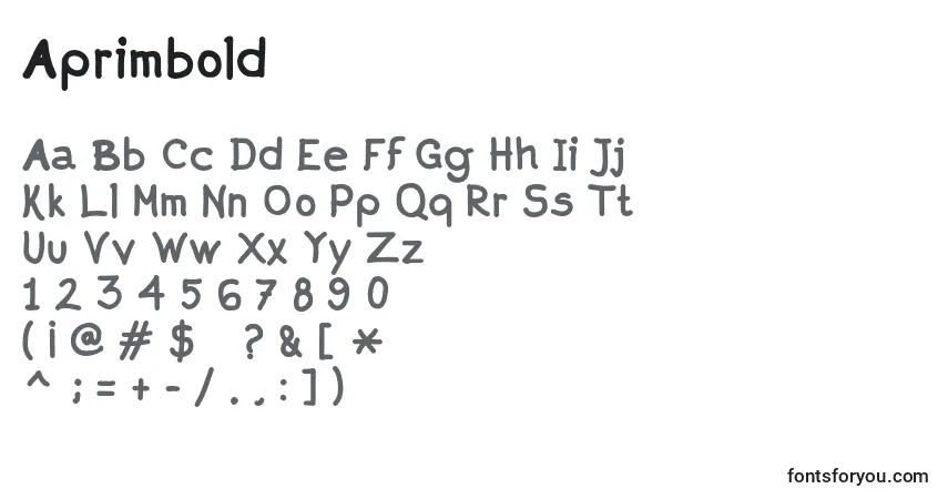 Czcionka Aprimbold – alfabet, cyfry, specjalne znaki