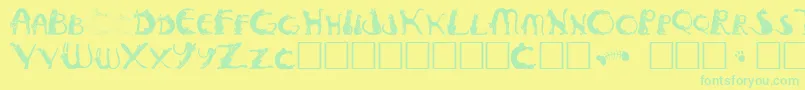 Czcionka Pussyfoo – zielone czcionki na żółtym tle