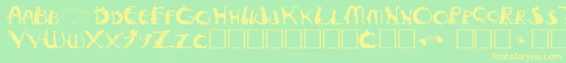 Pussyfoo Font – Yellow Fonts on Green Background