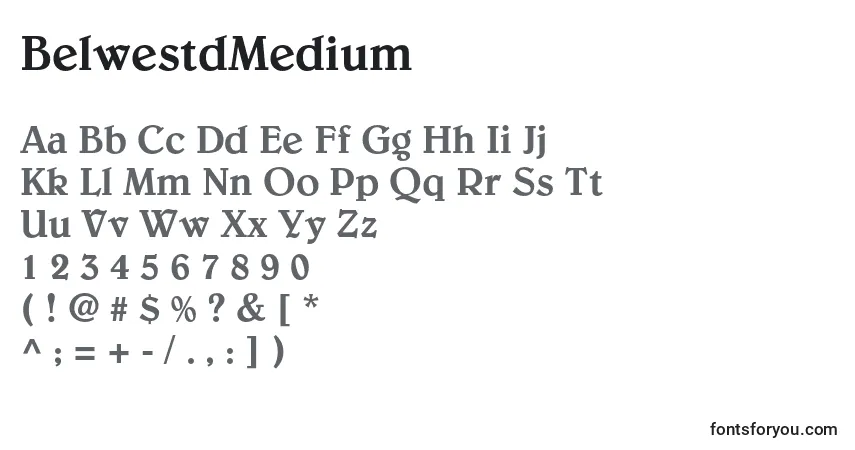 Шрифт BelwestdMedium – алфавит, цифры, специальные символы
