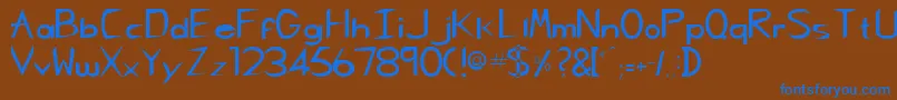 RebeccaRegular Font – Blue Fonts on Brown Background