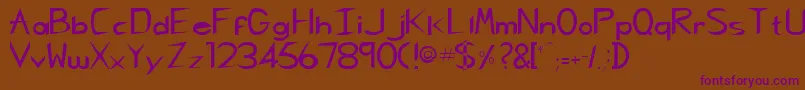 RebeccaRegular Font – Purple Fonts on Brown Background