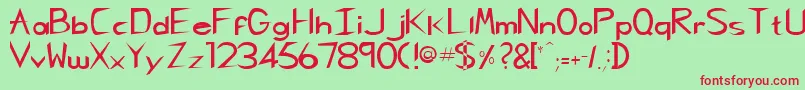 RebeccaRegular Font – Red Fonts on Green Background