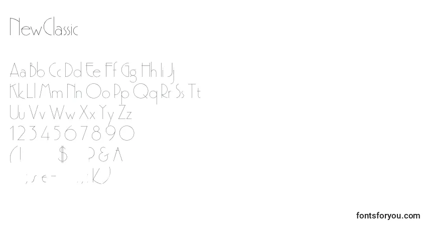 Czcionka NewClassic – alfabet, cyfry, specjalne znaki