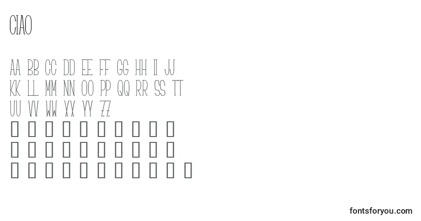 Шрифт Ciao – алфавит, цифры, специальные символы