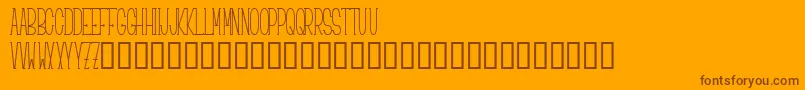 Ciao-Schriftart – Braune Schriften auf orangefarbenem Hintergrund