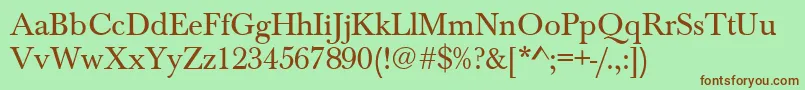 BaskervilleAZPsNormal-fontti – ruskeat fontit vihreällä taustalla