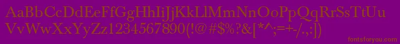 BaskervilleAZPsNormal-fontti – ruskeat fontit violetilla taustalla