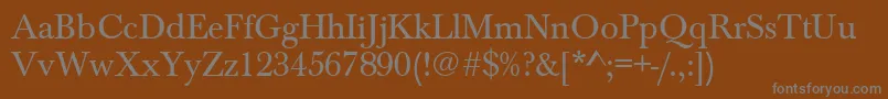 BaskervilleAZPsNormal-fontti – harmaat kirjasimet ruskealla taustalla