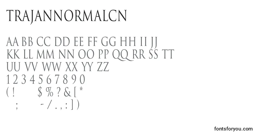 Czcionka TrajanNormalCn – alfabet, cyfry, specjalne znaki