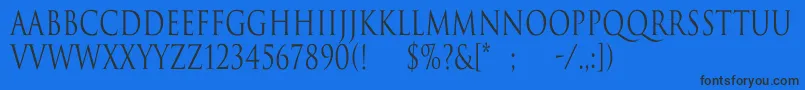 TrajanNormalCn-fontti – mustat fontit sinisellä taustalla