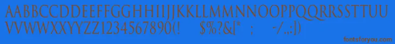 TrajanNormalCn-Schriftart – Braune Schriften auf blauem Hintergrund