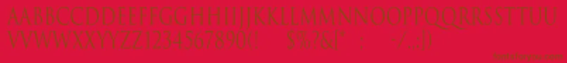 TrajanNormalCn Font – Brown Fonts on Red Background