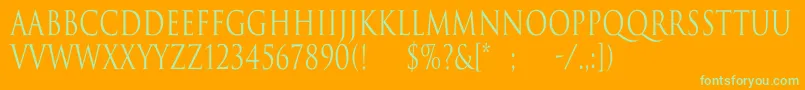 TrajanNormalCn-fontti – vihreät fontit oranssilla taustalla