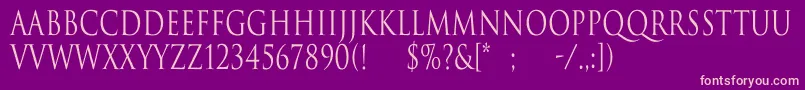 TrajanNormalCn-fontti – vaaleanpunaiset fontit violetilla taustalla