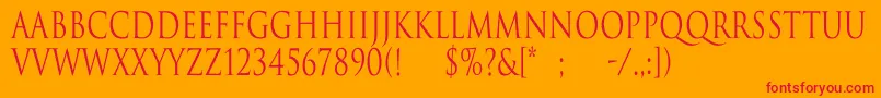 TrajanNormalCn-fontti – punaiset fontit oranssilla taustalla
